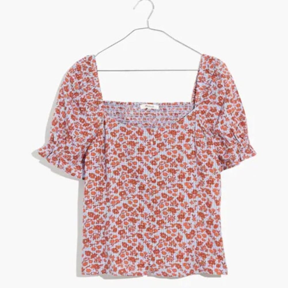 Madewell  Button-Front Smocked-Back Top In Piccola Floral Women's 8